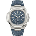 Montre Patek Philippe Nautilus pour homme, cadran bleu et bracelet en denim