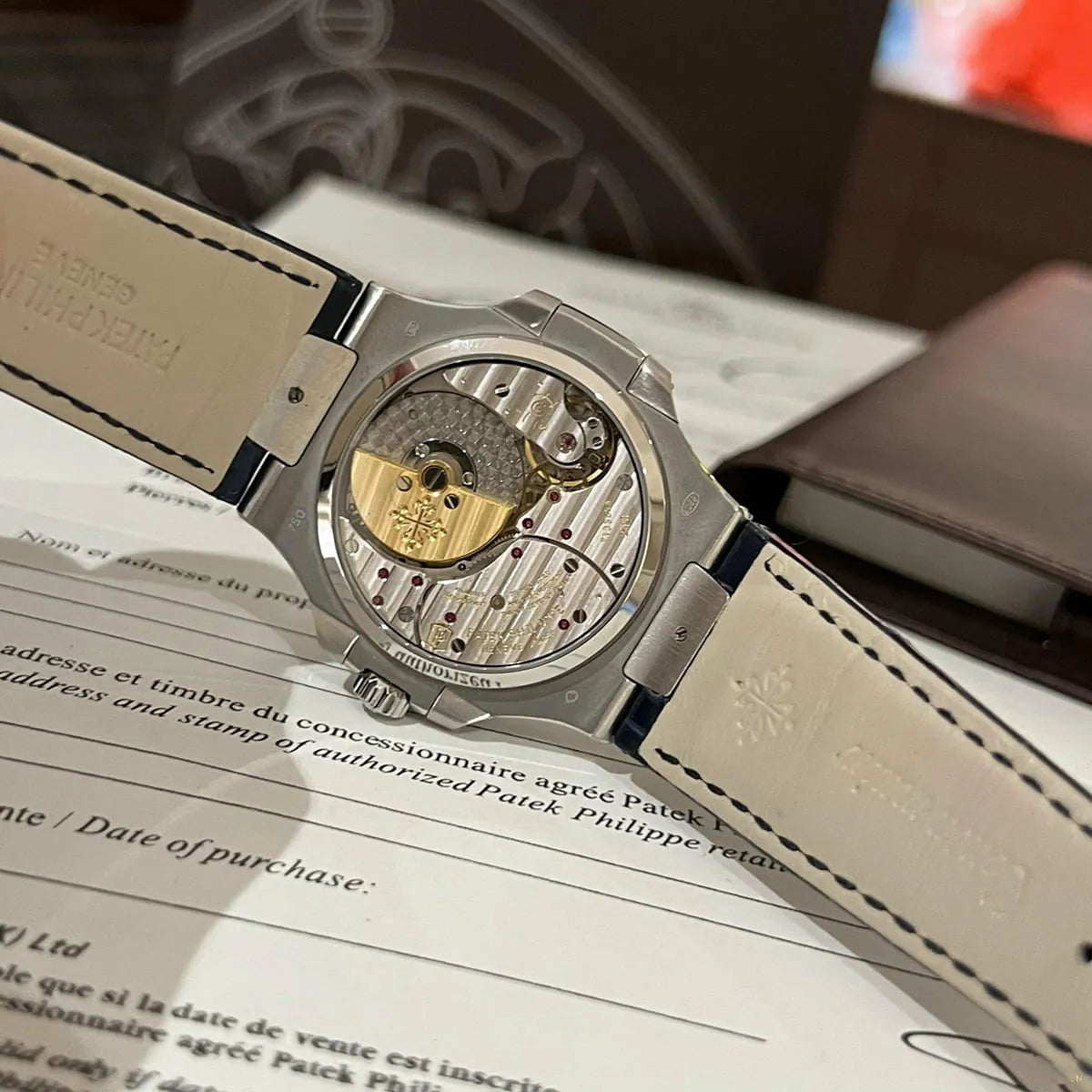 Montre Patek Philippe Nautilus pour homme, cadran bleu, phase de lune