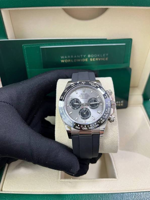Rolex Daytona 40 White Gold Steel Grey Index Dial Black Sub-Dials Oysterflex