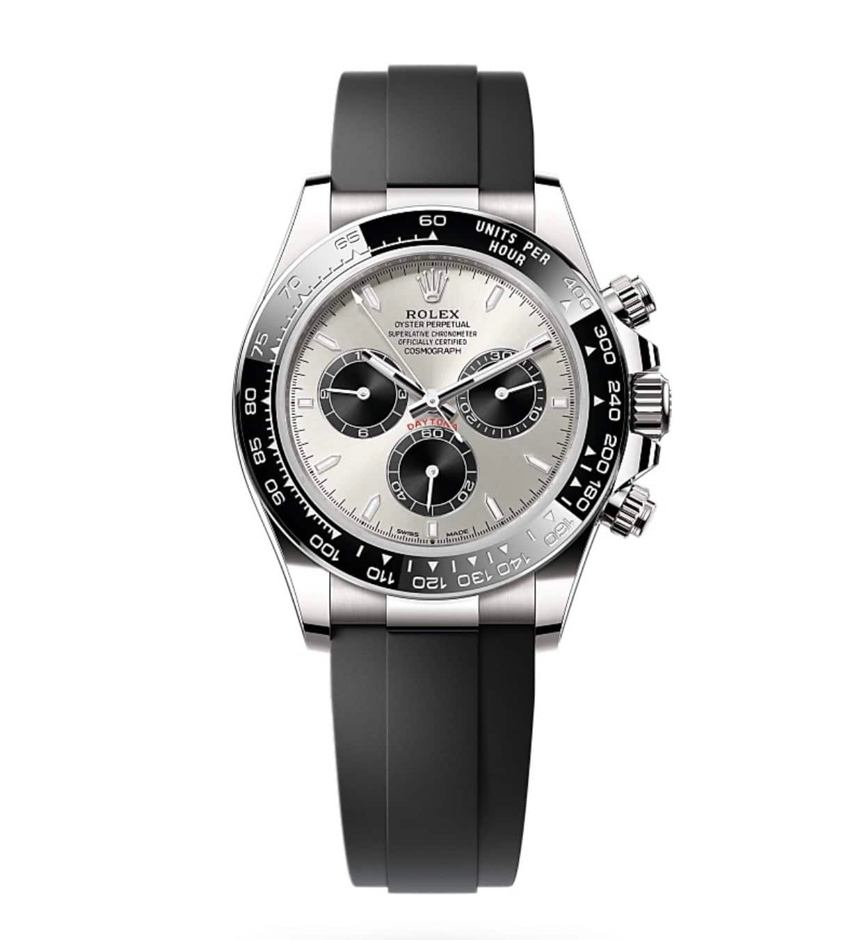 Rolex Daytona 40 White Gold Steel Grey Index Dial Black Sub-Dials Oysterflex